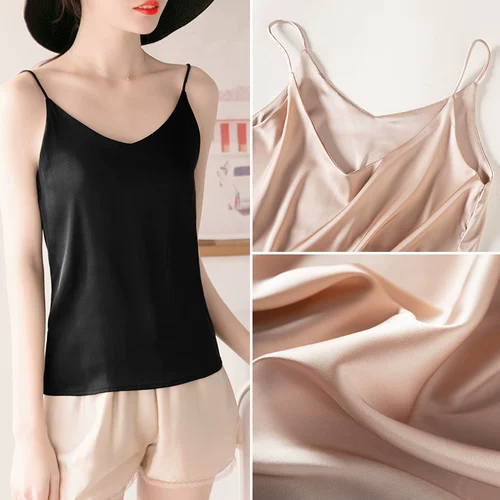 Шелковая сексуальная майка топ, базовая приятная телу футболка без рукавов