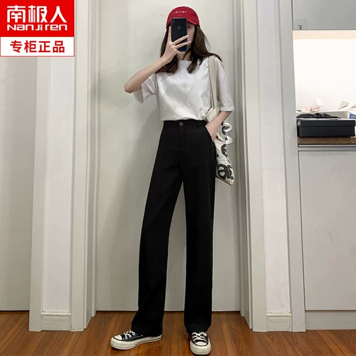 Черные цветные штаны, демисезонные повседневные брюки, коллекция 2023, высокая талия, свободный прямой крой