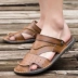 Dép mới mùa hè 2018 Baotou dép nam da giản dị nam lái xe cá tính - Sandal Sandal