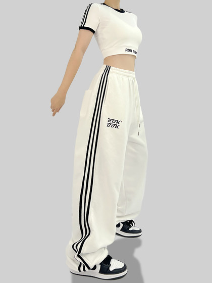 ROKBBK－K/布韩三条杠街舞hiphop运动裤爵士舞jazz裤子女套装服饰