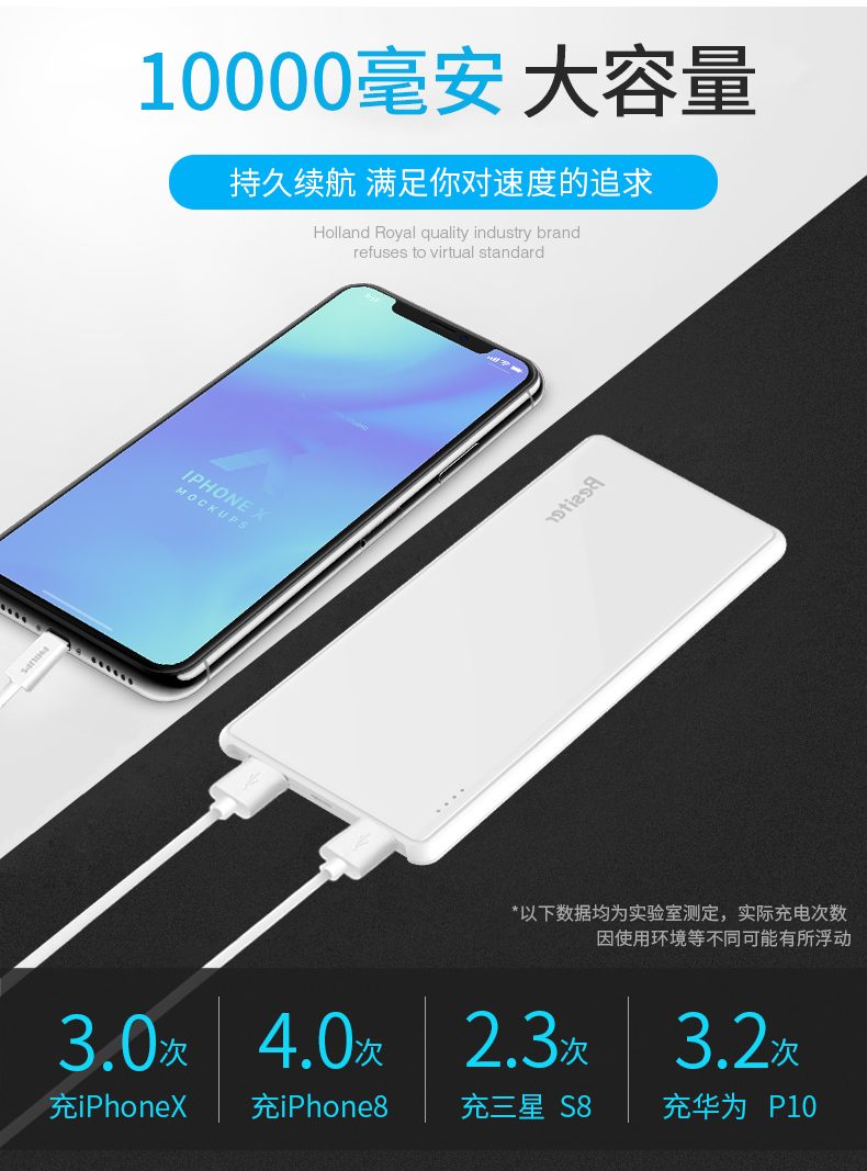 Beisite sạc kho báu 10.000 mA kép đầu ra USB điện thoại di động xách tay siêu mỏng - Ngân hàng điện thoại di động sạc dự phòng 20000