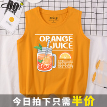 Orange small suspenders wearing ins Super fire bottoming Tide wide pine summer sleeveless top female T-shirt Joker vest female