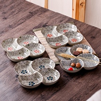 Grid plate Creative personality ceramic tableware Childrens plate Household dish plate platter Japanese-style divider