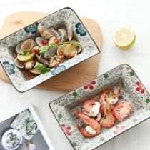 Deep soup plate Japanese creative plate Home ceramic dish plate Tableware set underglaze color baked rice plate and style personality