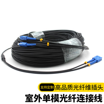 Armored Patch Cord Sc-Sc Carrier-Grade Anti-Mouse Fiber Optic Cable Field Optical Cable Long-Distance Optical Cable Base Station Patch Cord Dual-Core Fiber Optic Cable with Armor, Tensile-Resistant, Waterproof Optical Cable Dual-Core Fiber
