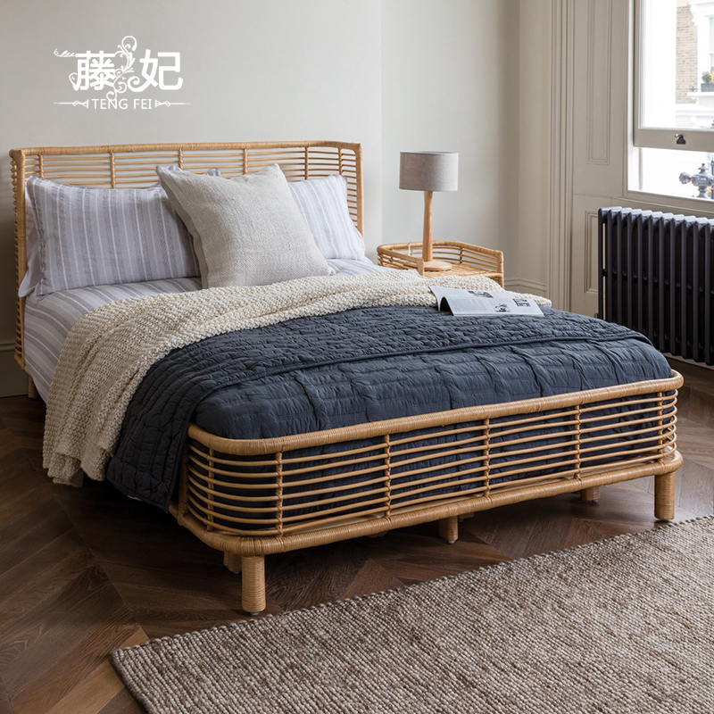 Nordic Vine Choreography Artist With Vines Double Man Bed Minjuku Hotel Apartments Creative Great Bed Minimalist Holiday Style-Taobao