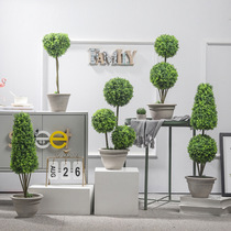 Pastoral home simulation plant grass ball potted large bonsai living room indoor green plant decoration