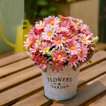 American wrought iron flower arrangement fake flower decoration simulation flower set dried flower living room decoration table potted ornaments