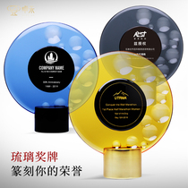 Zhuohe high-end glass crystal medal custom-made creative classical award plate Annual meeting excellent supplier authorization card
