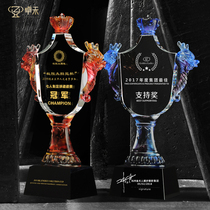 Zhuohe high-grade glass trophy customized creative Chinese Dragon competition team team champion souvenir