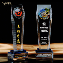 Zhuohe high-grade crystal glass trophy customized custom-made creative carving beautiful family outstanding contribution cadres retired