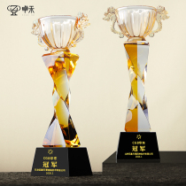 Zhuohe high-end ancient method glass glass crystal trophy custom-made creative sssangyong Bowl Cup calligraphy culture festival souvenir