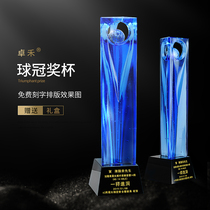 √ Zhuohe Liuli Crystal Trophy Customized Creative Ball Crown Annual Meeting Awards Golf One-hole custom-made Trophy