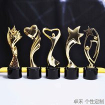 Metal trophy Crystal custom small gold man personality five-pointed star Creative Awards competition souvenir medal customization