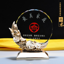 March 8th Womens Day Crystal Trophy Customized Civilization Medals Creative Orchid lettering to send teachers to the most beautiful family