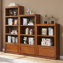 American full solid wood bookcase shelf Floor-to-ceiling study furniture Free combination bookshelf display cabinet display rack bookcase
