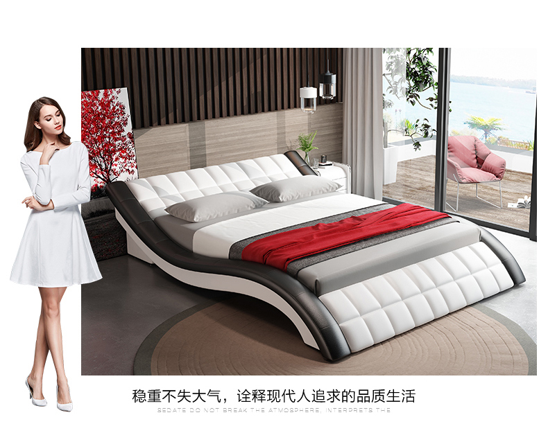 Gejie Shi da giường đôi 1,8 m giường mềm mại giường hôn nhân hiện đại và đơn giản phong cách châu Âu nội thất phòng ngủ giường tatami - Giường giuong 3 tang gia re