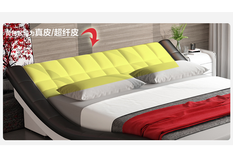 Gejie Shi da giường đôi 1,8 m giường mềm mại giường hôn nhân hiện đại và đơn giản phong cách châu Âu nội thất phòng ngủ giường tatami - Giường giuong 3 tang gia re