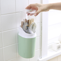  Chopstick tube with lid Dustproof chopstick cage Household wall-mounted chopstick basket Chopstick rack Drain storage box Chopstick basket