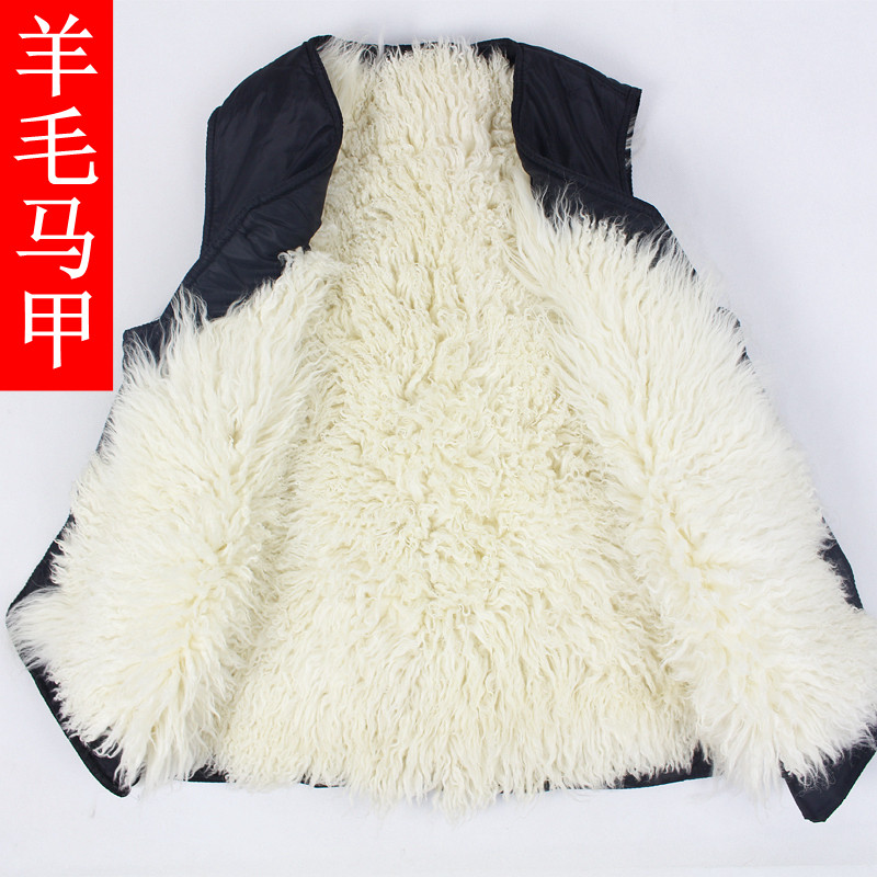 Winter middle-aged old wool vest fur one male and female real sheep skin kan thickens warm and thickens cotton vest