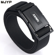 Automatic magnetic buckle head outdoor military fans tactical belt mens overalls belt training elastic canvas military training Belt