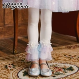 Летние леггинсы, детские белые осенние тонкие штаны для девочек, в западном стиле