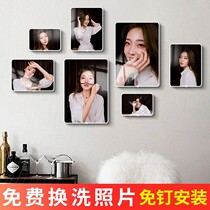 Photo Wall Decoration Free to punch creative personality photo frame hanging wall Composition sticking living room washing background side wall PHOTOS