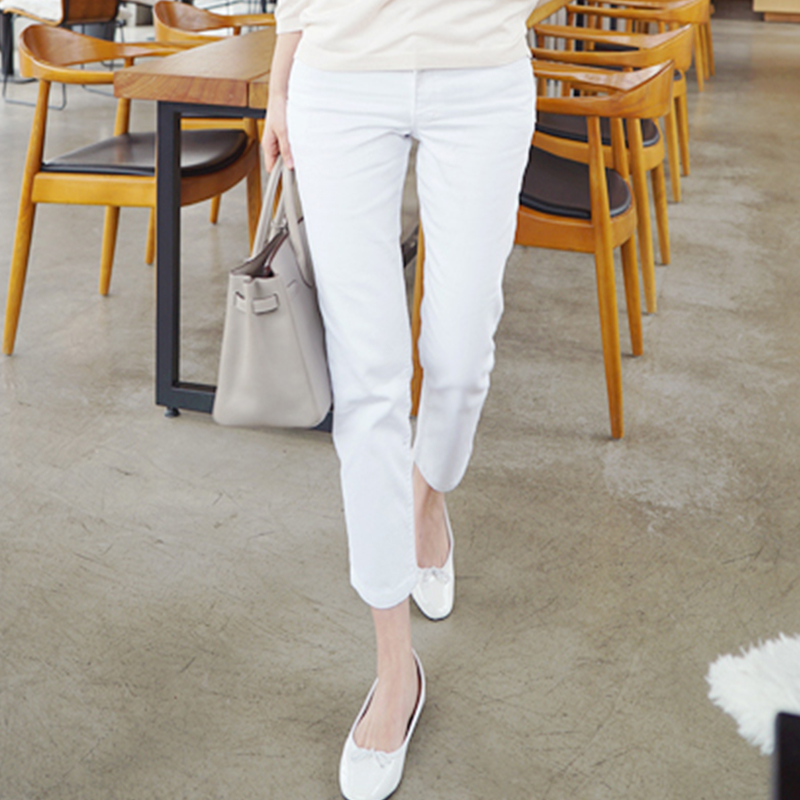 Xiaonuo 2021 summer nylon and cotton pencil pants women's new Korean version of the high-waisted slim nine-point pants small-footed casual pants thin