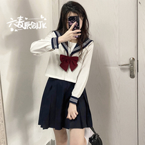 White three orthodox JK uniform basic model navy blue navy academy style school for intermediate sailor suit spring and summer suit