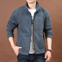 Mens outdoor stand collar size loose sweater mens 2021 autumn fashion solid color fleece quick-drying mens coat tide