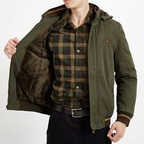 2021 winter mens short plus velvet padded loose cotton clothes mens washed cotton pure cotton solid color warm cotton padded jacket mens tide