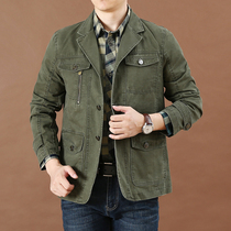 Autumn multi-bag frock jacket top mens fashion casual jacket cotton suit jacket tide
