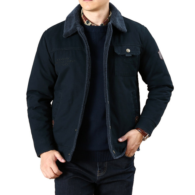 2023 ລະດູຫນາວຜູ້ຊາຍຫຼາຍຖົງ Workwear Loose Cotton Jacket ຜູ້ຊາຍຄົນອັບເດດ: Velvet Thickened Lapel ຝ້າຍ Jacket Jacket ສໍາລັບຜູ້ຊາຍ