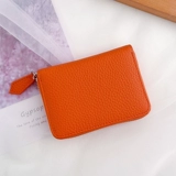 Кожаный универсальный кошелек с молнией, картхолдер подходит для мужчин и женщин, короткий бумажник, сумка-органайзер, воловья кожа, из натуральной кожи