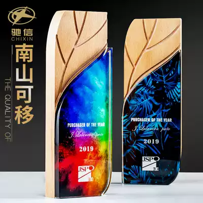 Solid wood medal customization Creative lettering Certificate plaque award souvenir wooden authorization card Crystal trophy customization