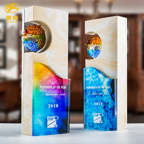 Trophy crystal custom-made creative high-grade marble glass medal authorization plate production award souvenir