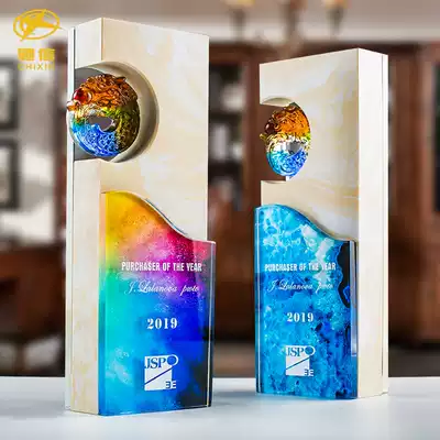 Trophy crystal customization Custom creative high-end marble glass medal authorization card production award souvenir