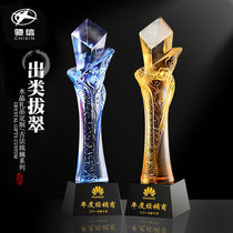 Outstanding glass crystal trophy custom creative lettering high-end enterprise annual meeting award commemorative gift custom