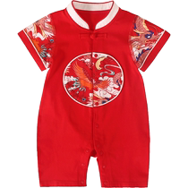 One-year-old dress for baby boy summer Chinese jumpsuit baby full moon 100-day banquet Tang suit birthday suit Hanfu suit