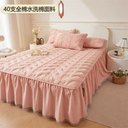 Casual Cotton Bed Skirt Single Piece 2026 New Model Suitable for All Seasons Quilted Bed Cover with Skirt Princess Style Bedspread Pure Cotton