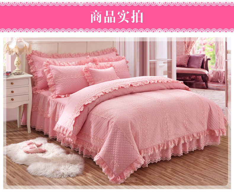 OSullivan phong cách không trang trí bông bông công chúa ren bedspread giường váy cưới bông dày một gia đình bốn mét 1.8m1.5 - Bộ đồ giường bốn mảnh mẫu chăn ga gối đệm đẹp