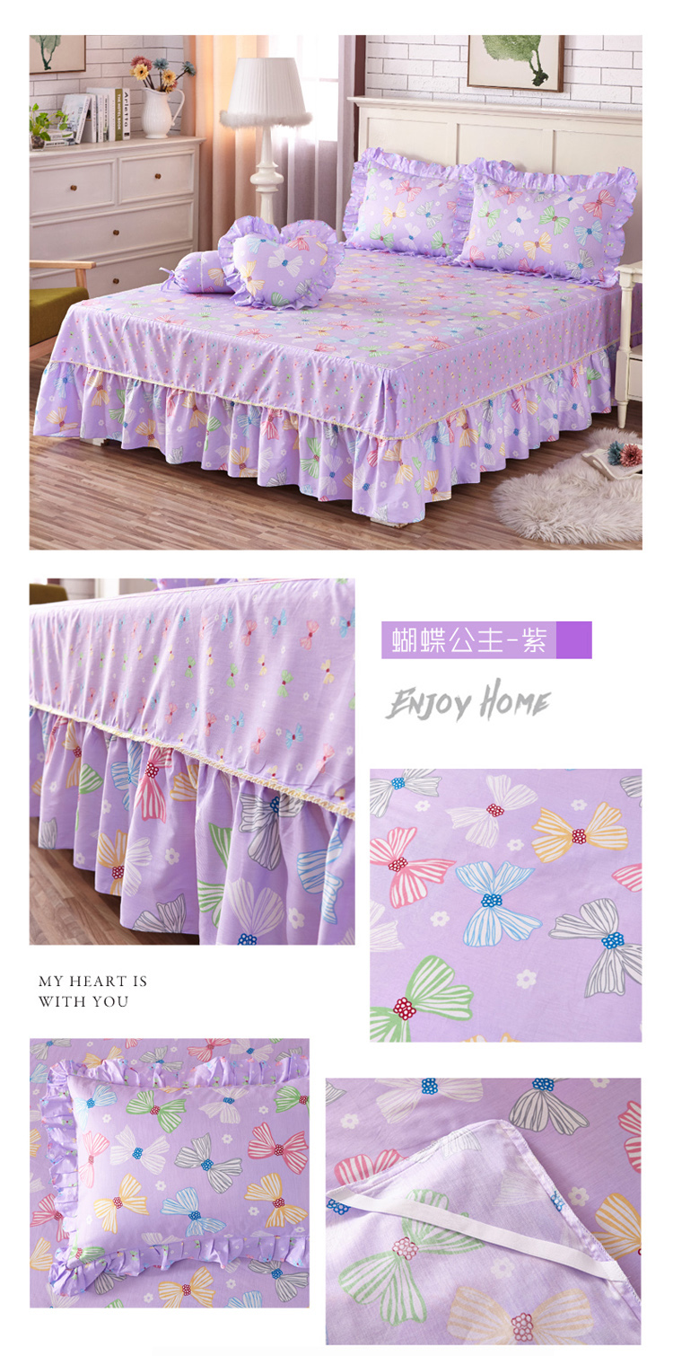 Vải bông Su Suzhen phiên bản Hàn Quốc của loại váy ngủ cotton đơn mảnh công chúa ga trải giường trượt trải giường 1,5 m 1,8m giường ga giường có viền