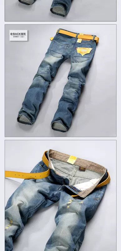 Wentson xuân mới quần jean nam thời trang thủy triều thẳng nam quần denim quần dài nam giản dị - Quần jean quần bò nam