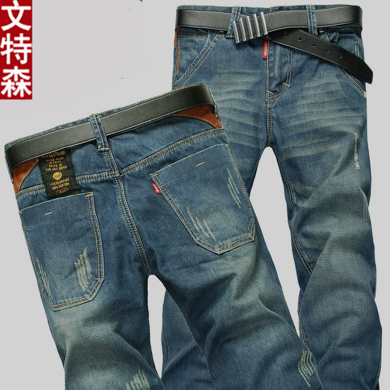 Spring and summer jeans men's slim straight men's casual pants versatile fashion brand long pants trend youth retro men's pants