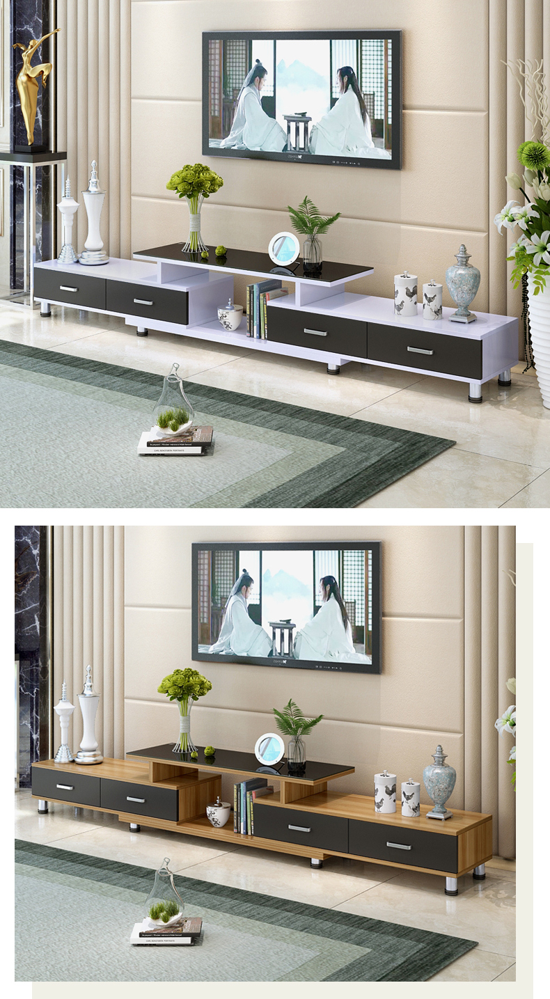 Yunman tempered glass telescopic tủ TV bàn cà phê kết hợp đơn giản hiện đại Châu Âu căn hộ nhỏ phòng khách tủ TV bàn sofa gỗ