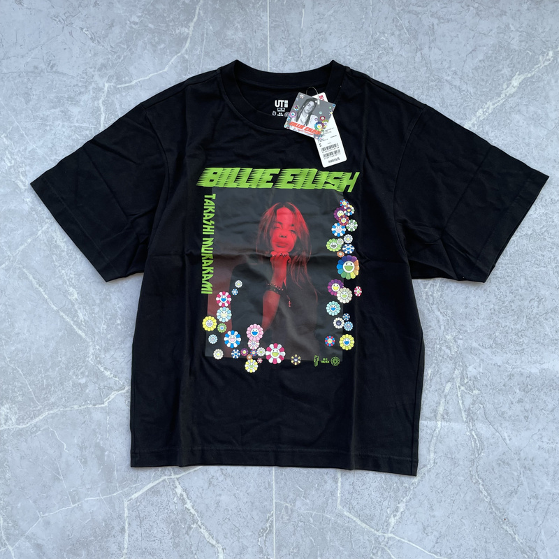 Murakami Takashi X Uniqlo X Billie Eilish Trendy Unisex Crew Neck Short-Sleeve T-Shirt