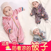 Bộ đồ ngủ cho bé mùa đông san hô nhung hoạt hình dễ thương cotton dày chống lạnh 0-3 tuổi nữ nam bé thân