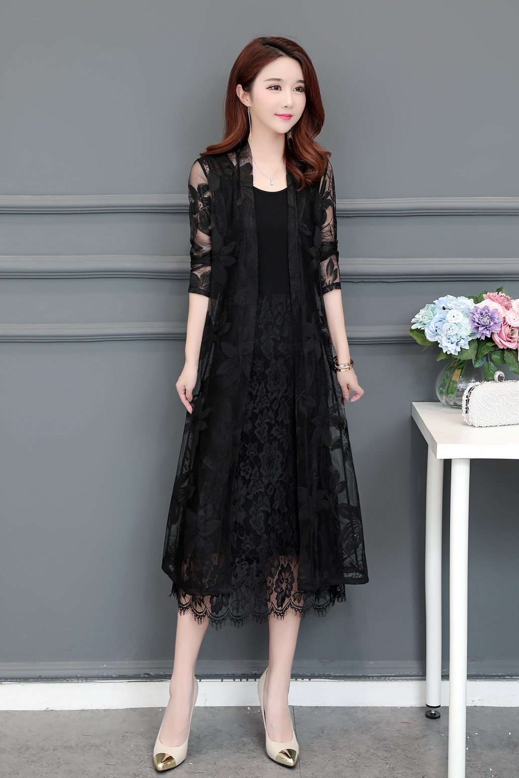 Áo len chống nắng cho phụ nữ mùa hè áo choàng dài mới siêu mỏng áo khoác mùa hè mỏng áo điều hòa không khí rỗng khoác len