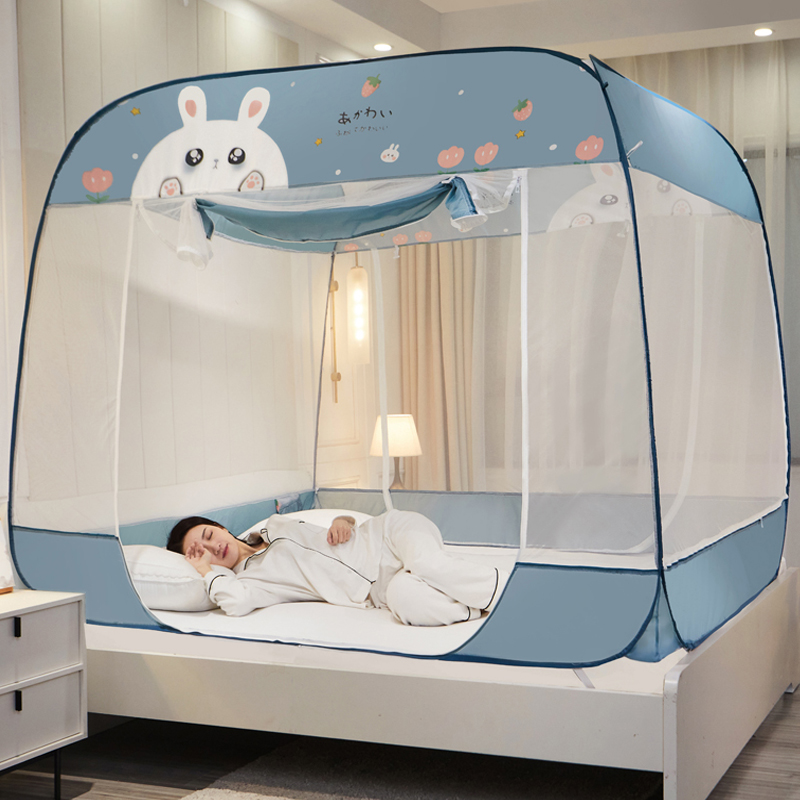 Summer new yurt 1 5 mosquito net free installation household foldable anti-fall children's zipper 1 8 encryption thickening - Taobao