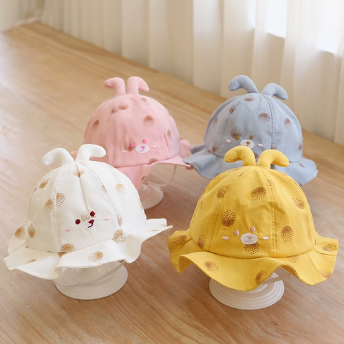 Детская осенняя летняя тонкая милая дышащая шапка, защита от солнца, с медвежатами, в корейском стиле